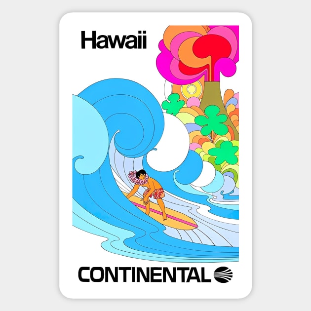 1969 HAWAII Continental Airlines Travel Poster Sticker by tinaschoen